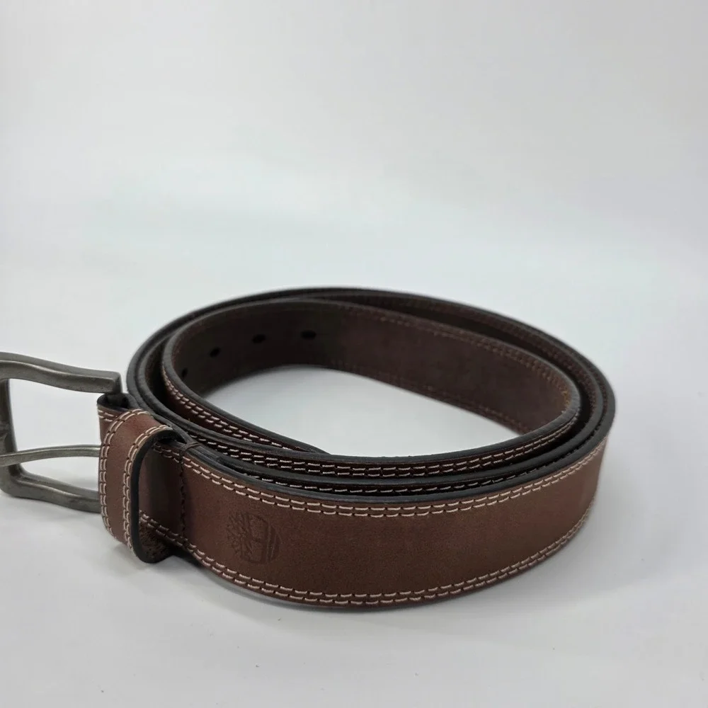 Timberland Brown 35Mm Boot Leather Belt 1.25